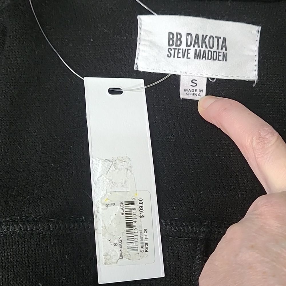 BB Dakota Steve Madden Duster Trench Knit jacket coat W/ S Black BM30502N NWT - Picture 7 of 13